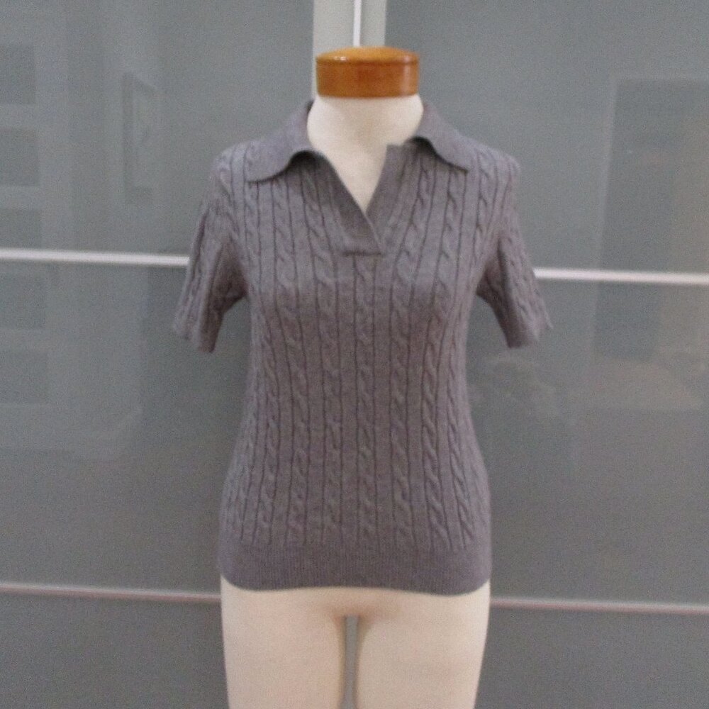 Short Sleeve Cable Knit Sweater